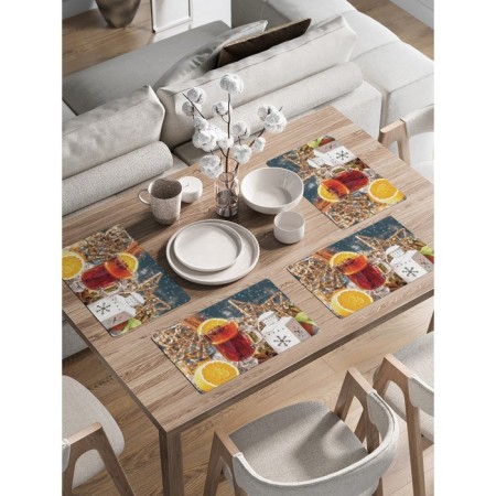 A set of napkins for setting the table “The mood to warm up”, rectangular, rounded edges, size 30x46 cm, 4 pcs