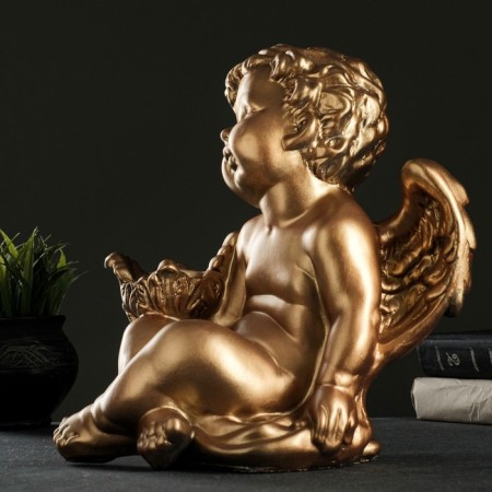 Climb "Angel sitting in his hand" 26x21x30 cm bronze, for a candle d = 6 cm-2