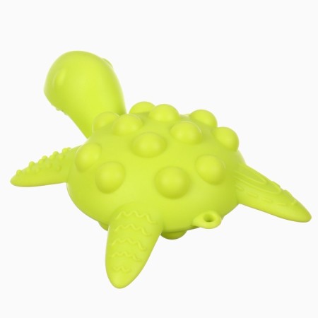 Silicone teether for teeth with a rattle of "turtle", green color, crumb I-4