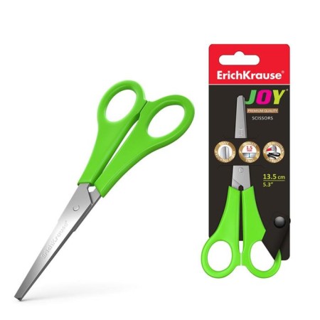 Baby scissors 13.5 cm, Erichkrause Joy, with rounded ends of blades and ruler, mix