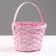 Wicker basket, d17 x 12 x 22 cm, pink, bamboo