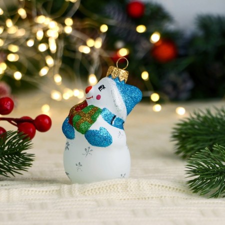 Christmas tree toy "Snowman with a bow" 9.7 cm-1