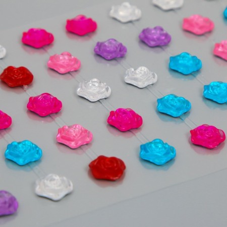 Sticker of rhinestones plastic "Flowers" MIX 30x10 cm-2