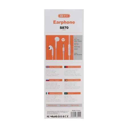 Nausiki BYZ S870, wired, inserts, microphone, 3.5 mm, 1.2 m, white-3