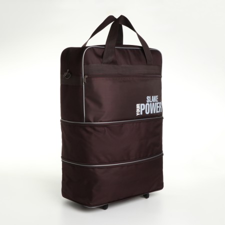 Road bag on wheels, a long belt, with an increase, an outer pocket, brown color-3