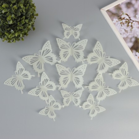 Magnet Plastic "Butterflies luminous with cut -out patterns" set of 12 pcs 8; 10; 12 cm