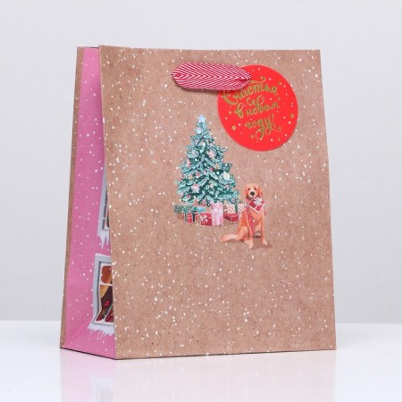 Package Gift craft "Happiness in the New Year" 18 x 22.3 x 10 cm-2