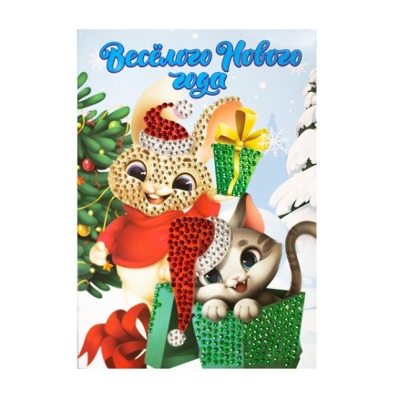 Diamond mosaic on the postcard "Cat and Bunny"-3
