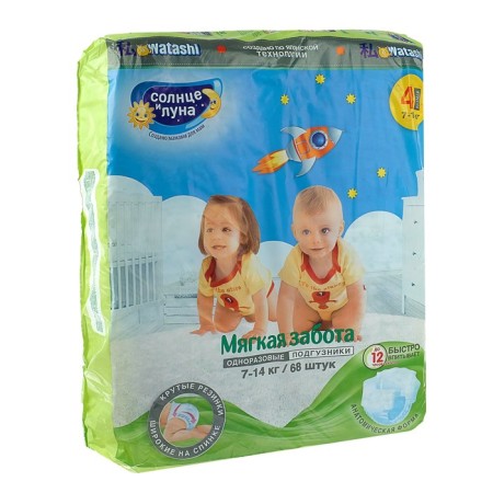 Diapers "Sun and Moon Soft Care" L (7-14 kg), 68 pcs