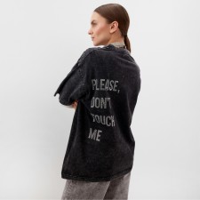 Women's T -shirt MIST DON’T Touch ME made of boiled cotton, p. L, black