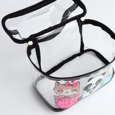 Cosmetic bag with lightning, black color-3