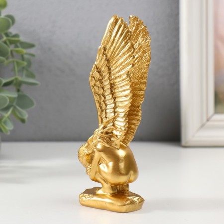 Souvenir Polystone "Angel hugs knees" gold 5x3.5x14 cm-2