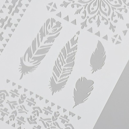 Plastic stencil "Patterns, feathers" 21x29.7 cm-2