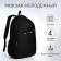 Young backpack from textiles with a zipper, 4 pockets, black/green color