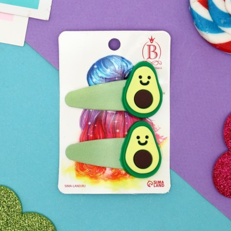 Invisibility for hair "Lolia" (set 2 pcs) cute avocado, 5.5 cm, green-2