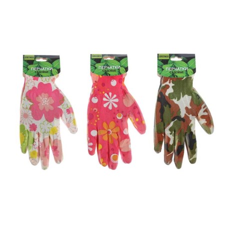 Garden, nylon gloves, with PVC half -willed, size 8, color mix, Greengo-2