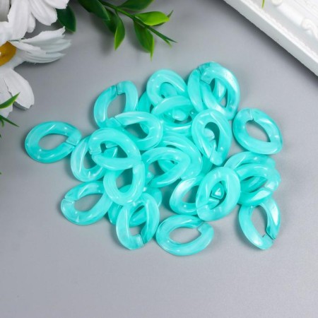 Decor for creativity plastic "Ring for the chain" Pastel turquoise set 25 pcs 2.3x1.65 cm-2