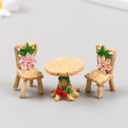 Figure for Florarium Polystone "Table with chairs Flower" set