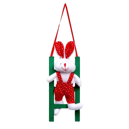 Soft toy "Rabbit on the stairs", in peas, species mix-2