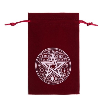 Bag for the Tarot, “Pentagram”, velvet, burgundy, 12x18 cm-2