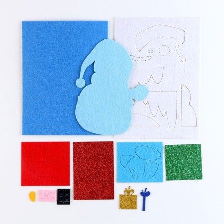 New Year's set for creativity. Application from the felt "New Year! Snowman with a gift "-3