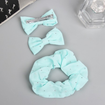 Hair set "Felicia" (elastic band 7 cm, 2 clamps 6.5 cm) shine, mint-2