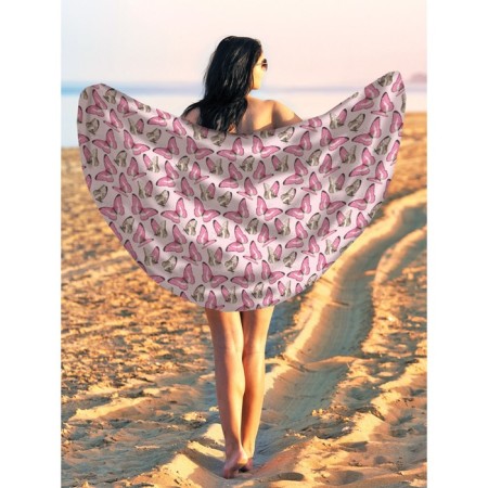 Pareo and beach rug "Many butterflies", d = 150 cm