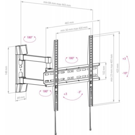 ARM Media LCD-414, up to 35 kg, 26-55 ", wall-mounted, turn and tilt, black-2