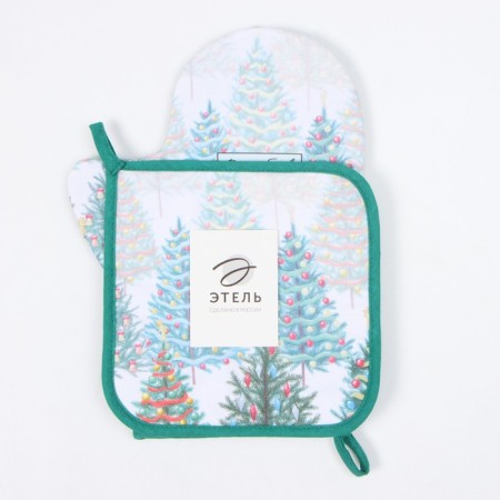 Set of kitchen. Ethel "Fairytale Forest": 19x19 cm, mittens-capture 20x28 cm, 100% HL-3