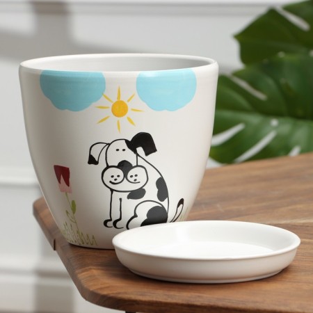 Flower Pot "Best Friend" White, 2.4 liters-2