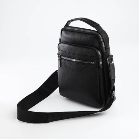 Male bag over the shoulder, Textura, 3 external pockets, black color-4