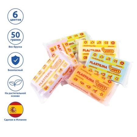Plasticine on a plant basis 6 colors, 300 g, Jovi, pastel palette, for babies (price for 1 pc.)-2