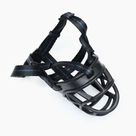 Dog muzzle No. 3 with a tripartite strap, rubber, DN 8 cm, ohm 28 cm, black-1