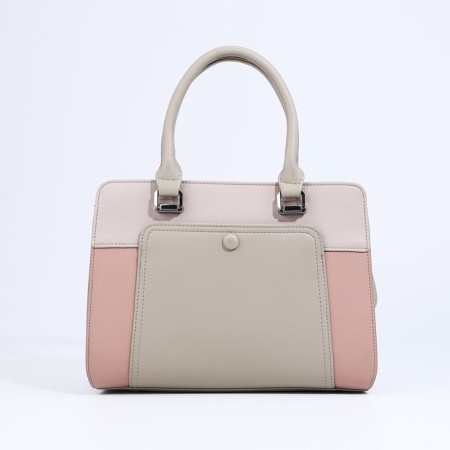 Bag Tout with zipper, external pocket, long belt, beige color