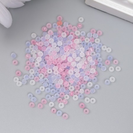 Glass 8/0 "Matte translucent. Melange pink-lilac" 10 g