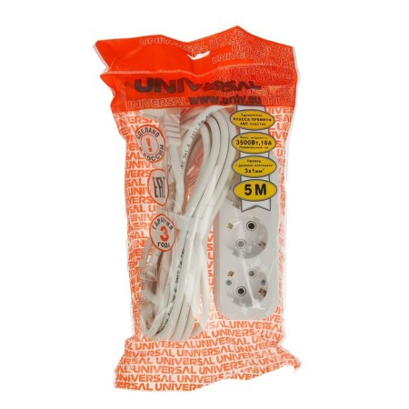 Extension cord UNIVERSAL E-303, 3 sockets, 5 m, PVS 3x1, 16 a, with salary-1