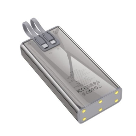 External battery Hoco J104A, 20,000 mAh, 2 Type -C, 1 USB, 1 Micro - USB, 3 A, display, gray-6
