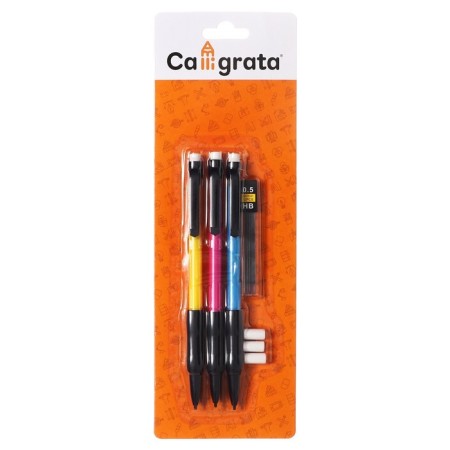 A set of automatic pencils 0.5 mm 3 pieces+stamps 0.5mm+3 pcs., Eraser-11