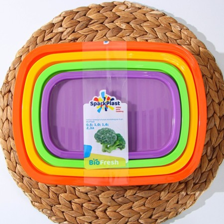 A set of food containers "BioFresh", 4 pcs: 500 ml, 1 l, 1.6 l, 2.3 l, color mix-9
