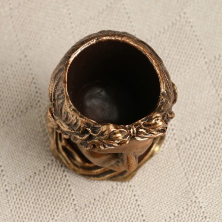 Фигурное кашпо "Голова девушки" бронза, 10х13см-4