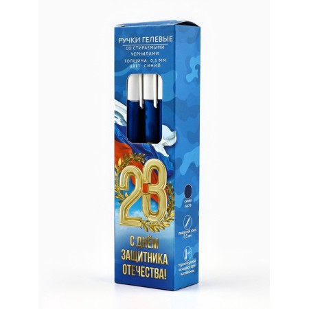Pen Plastic Write-Write with a cap "Since February 23!", Blue pasta, 0.5 mm-3