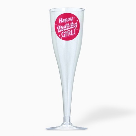 A set of plastic glasses for champagne "Birthday Girl", 150 ml