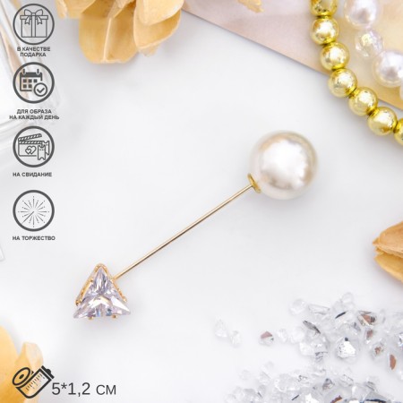 Pin "arrow" 5cm, white color in gold-2