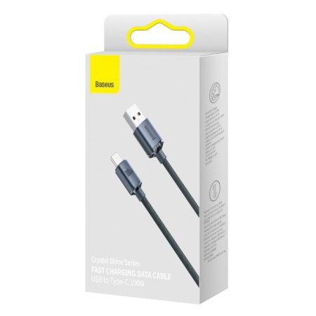 Cable Baseus, Type -C - USB, 5 A, 100 W, 1.2 m, black-10