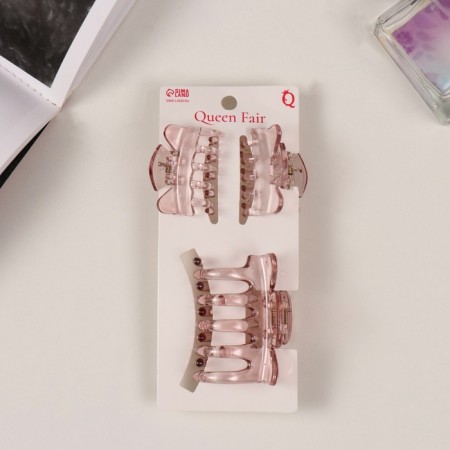 Hair crab "Florian" (set of 3 pcs) Wings, 5.5 and 4 cm, pink