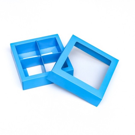 Box for sweets 4 pcs, blue, 12.5x 12.5 x 3.5 cm,-3