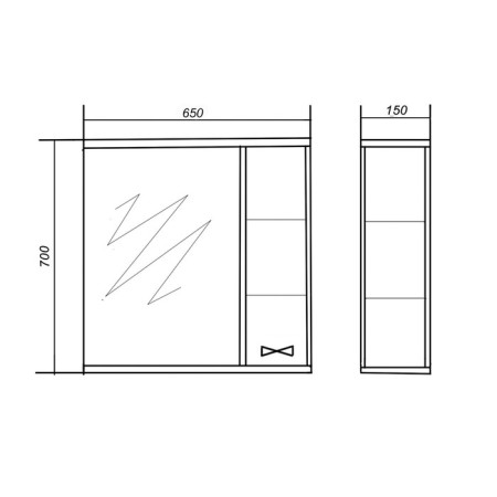 Cabinet-mirror Bella Right 65-1