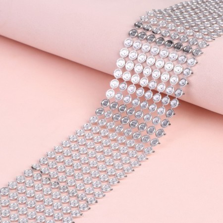Ribbon with imitation of rhinestones, openwork, 5.5 cm, 1.5 m, silver color-1