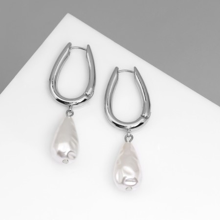 Earrings with pearls "bead" pear, color silver-1