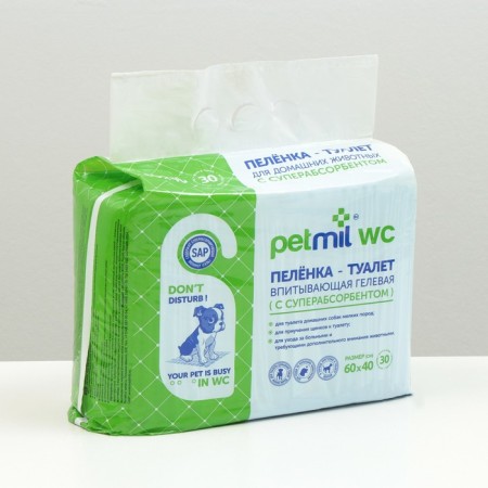 Dockeys absorbent "Petmil" for animals gel, 60 x 40 cm (in a set of 30 pcs)